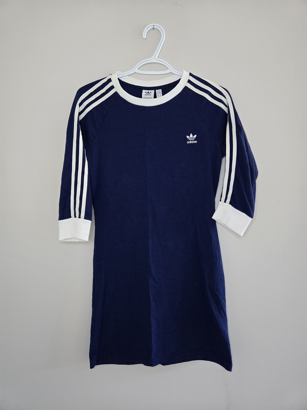 Adidas Originals Navy & White Three-Stripe Midi Dress - 3/4 Sleeves